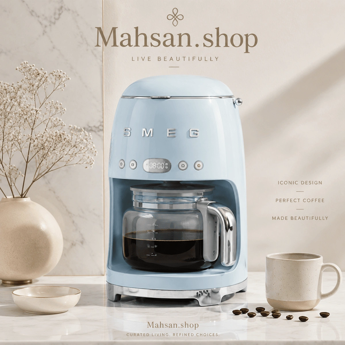 قهوه ساز اسمگ smeg مدل DCF02 آبی پاستیلی