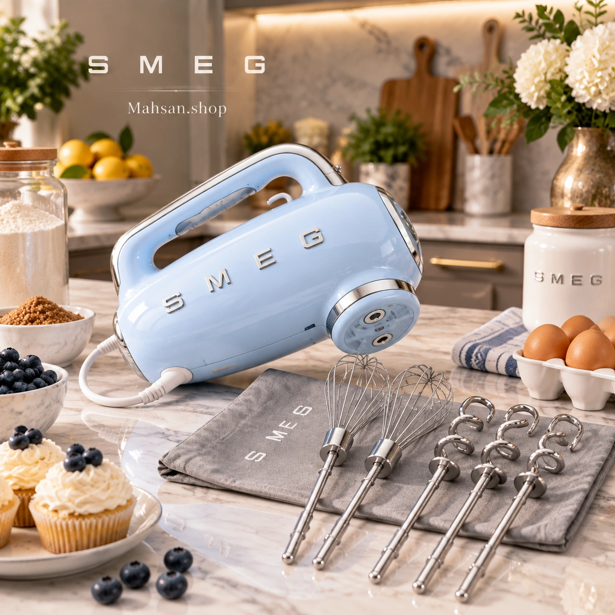 خرید همزن دستی اسمگ smeg مدلHMF01 آبی پاستیلی